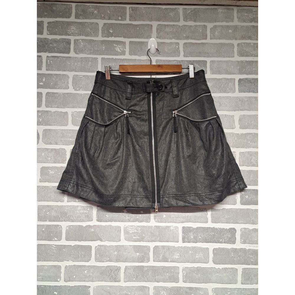 La Pargay Womens Pleated Full Zip Gray Moto Skirt Rock Rare Find‎ Size Large